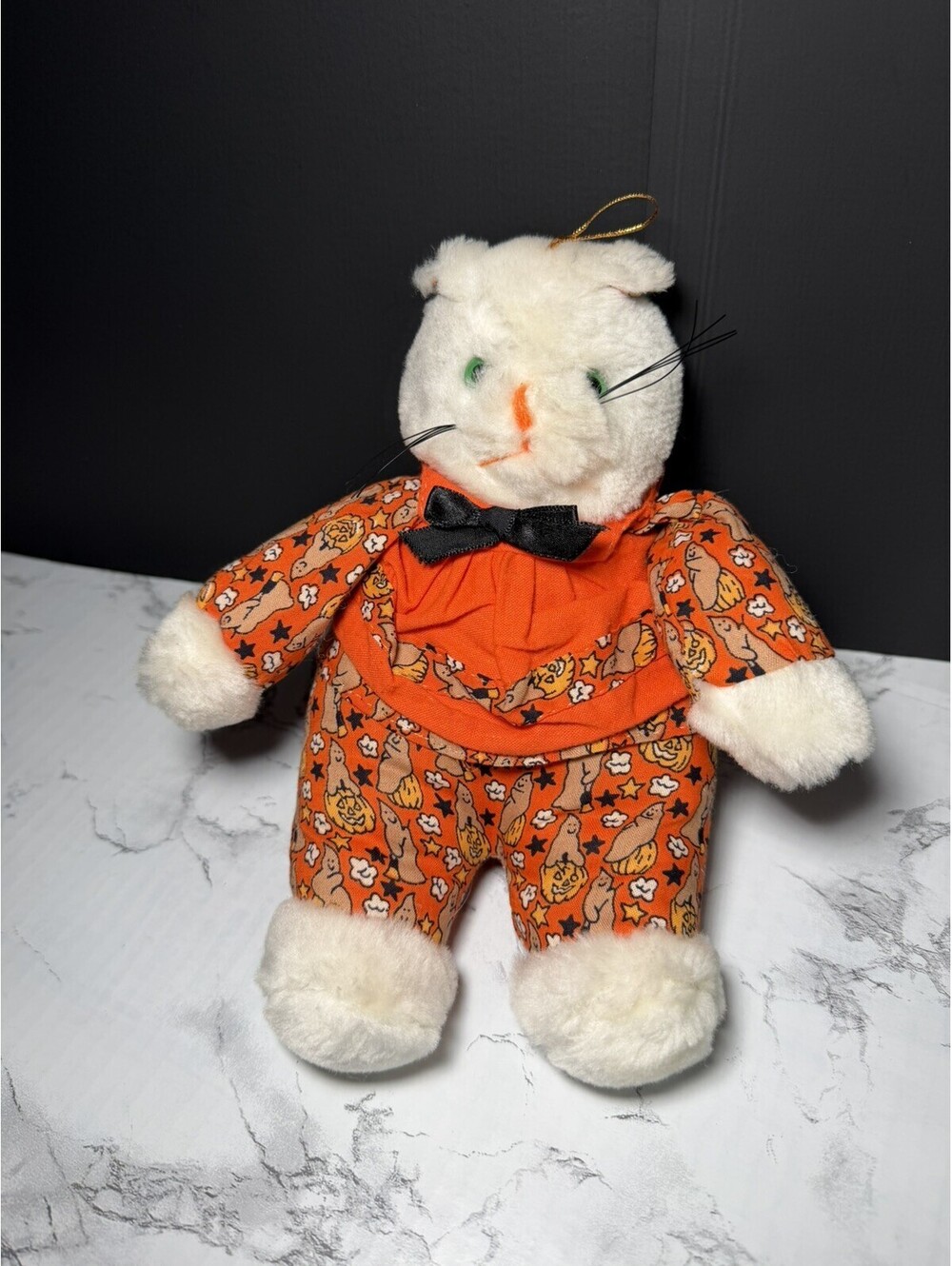 Vintage Halloween Stuffed Plush - Cat in Halloween outfit